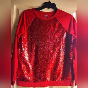 Cat & Jack Girl's Reversible Red Sequin Sweatshirt